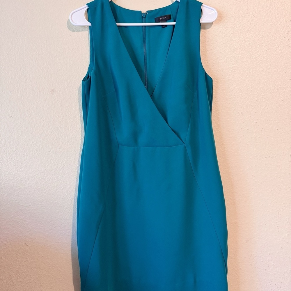 J. Crew Blue Sheath Midi Dress V-Neck Sleeveless